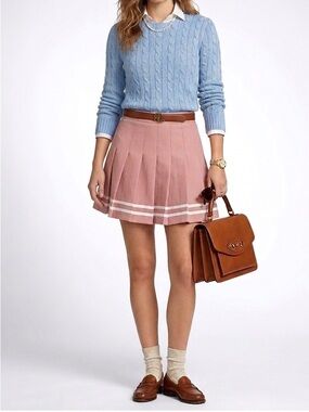 3/$30 H&M Pink & White Pleated Preppy Mini Skirt Size 4